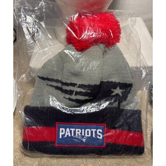 New England Patriots Knit Beanie W/ Red Pom Bud Light NFL Football Black Gray - Picture 8 of 8